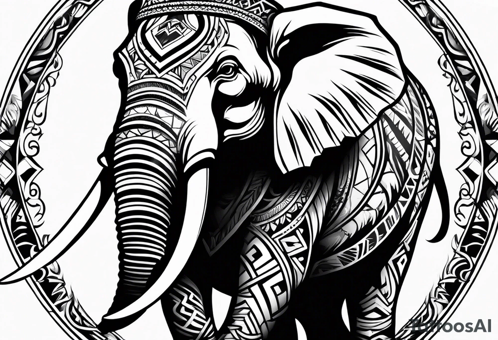 strong mammoth tribal tattoo idea