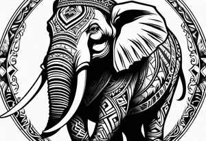 strong mammoth tribal tattoo idea