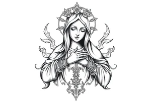 Russian orthodox virgin mary crossing arms tattoo idea