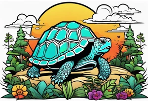 Tortoise forest tattoo idea