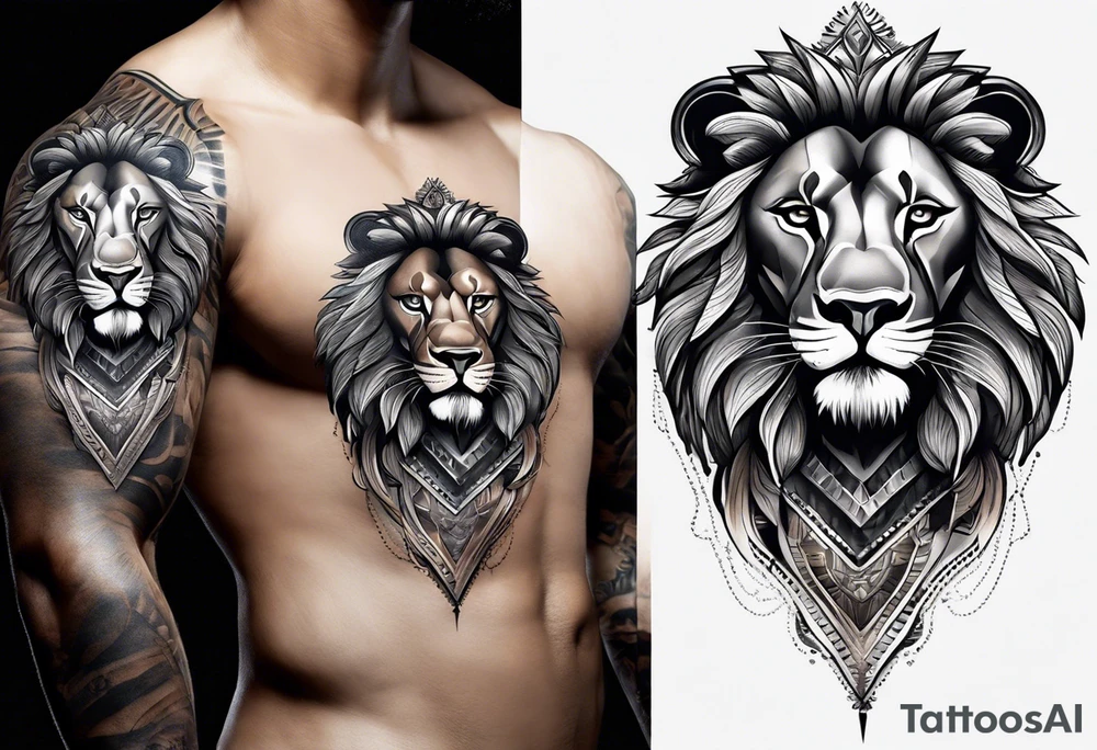 Forearm tattoo of a African warrior with a lion tattoo idea