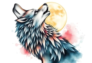 Wolf howling to the moon tattoo idea
