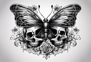 Skull bones butterfly tattoo idea