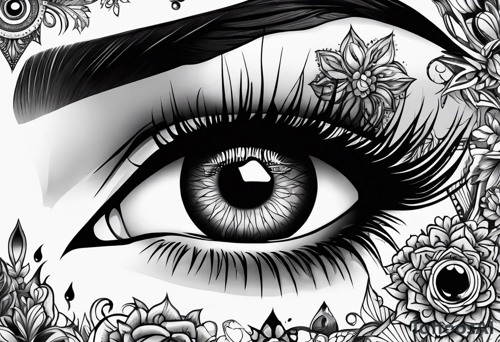 goth themed eyes tattoo idea
