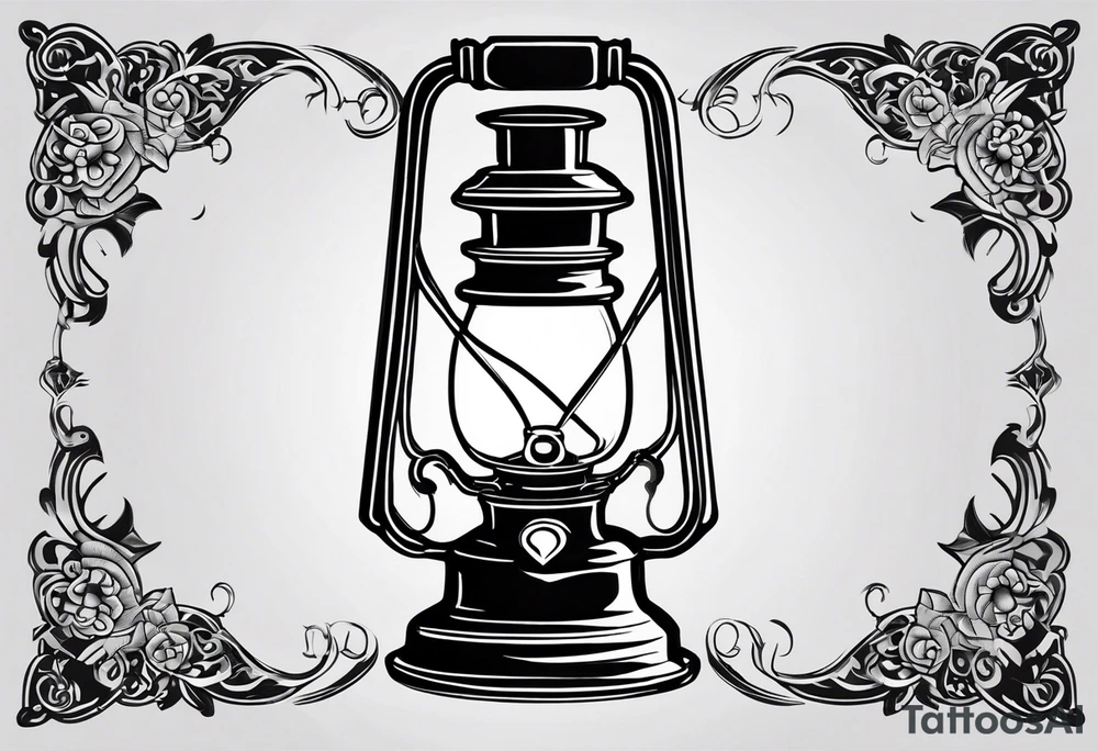 Oil lamp with tombstone tattoo idea