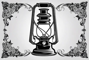 Oil lamp with tombstone tattoo idea