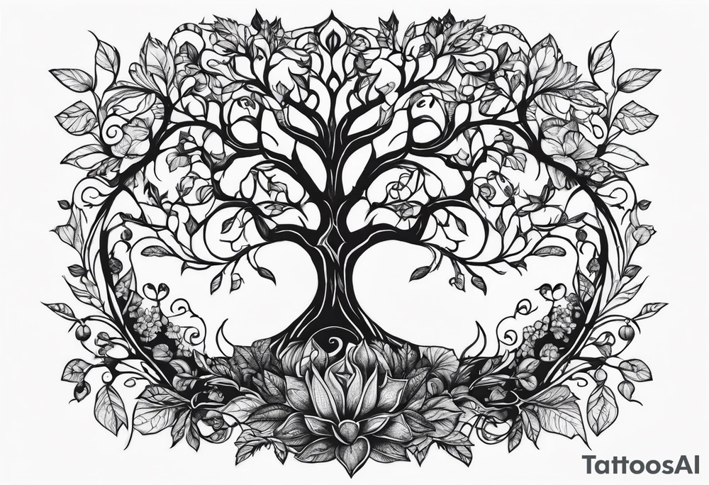 Baum mit langen Wurzeln tattoo idea