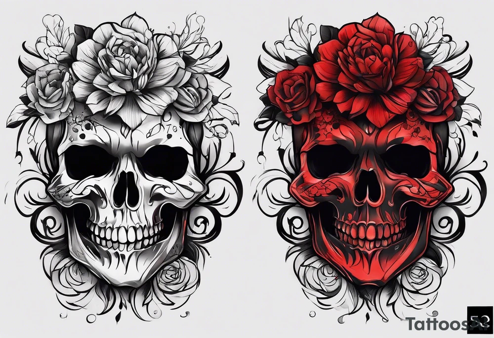black and red dark theme tattoo idea