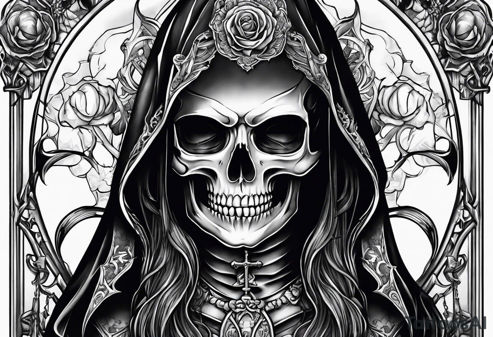 lady skeleton grim reaper satan tattoo idea