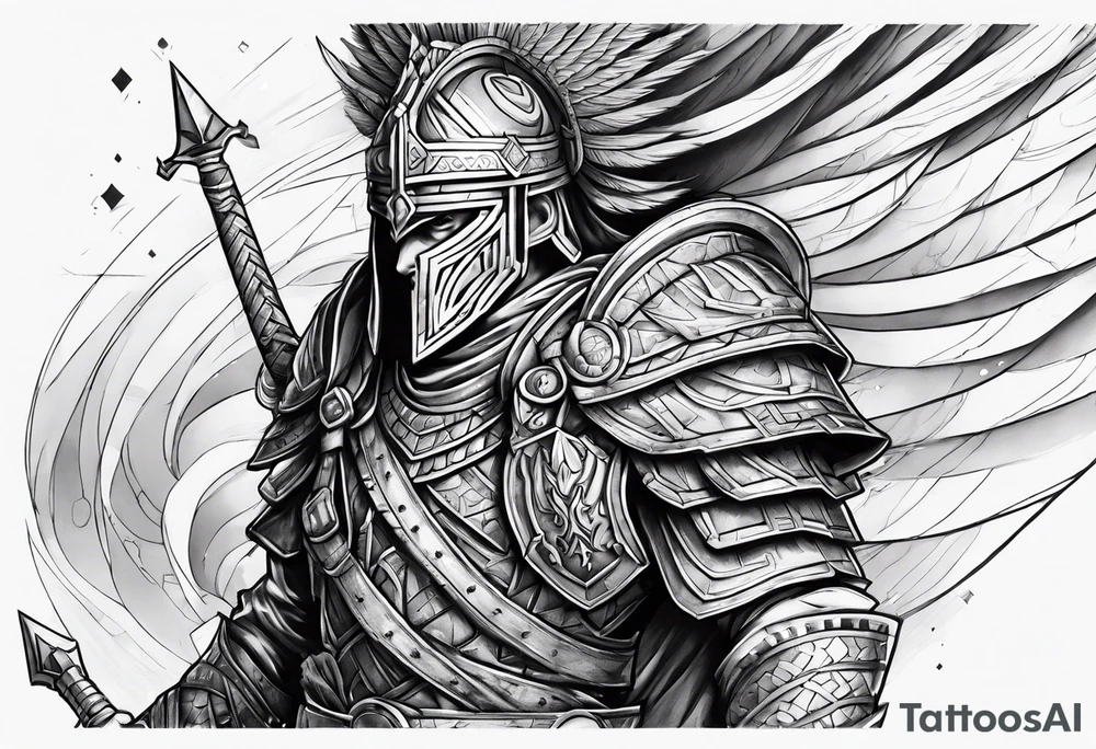 Warrior getting up from war tattoo idea