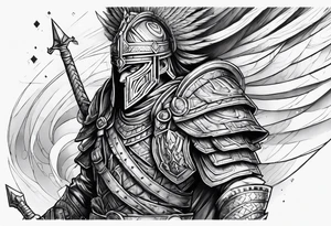 Warrior getting up from war tattoo idea