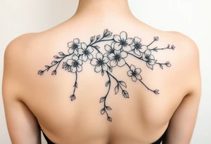cherry blossoms and love creepers, floral arm wrap details tattoo idea