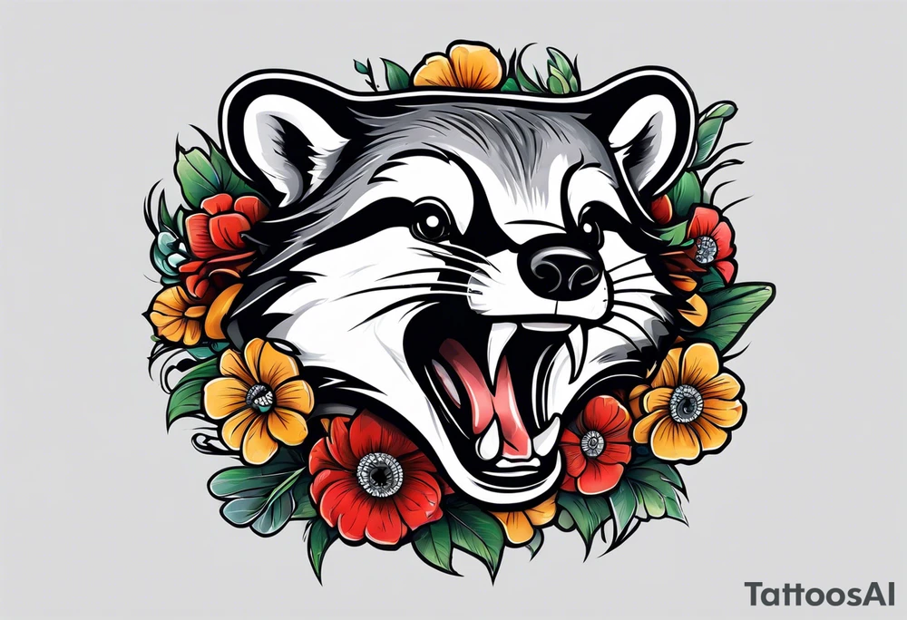badger mouth open tattoo idea