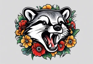 badger mouth open tattoo idea