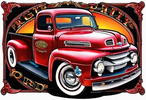 Red ford truck illustration tattoo idea