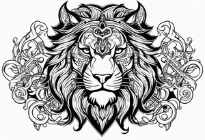 Valhalla  dragon  lion chains tattoo idea