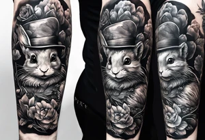 full arm sleeve very dark Beatrix potter tattoo idea