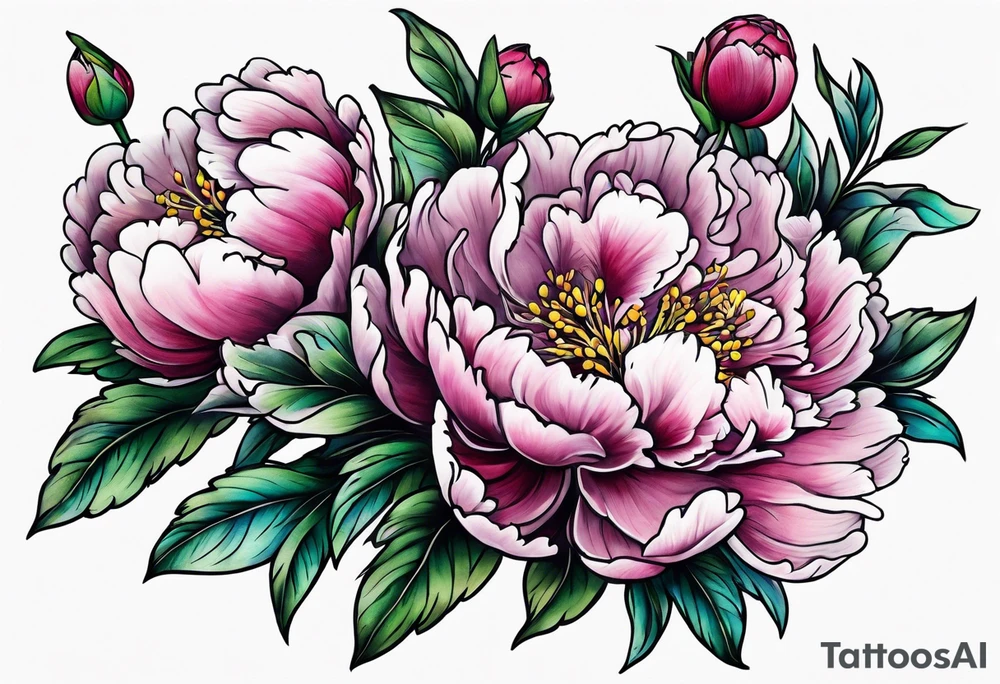 Peony garden ankle lilacs tattoo idea