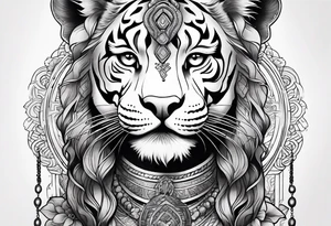 African goddess Japanese traditional style full sleeve with tiger tattoo tattoo idea