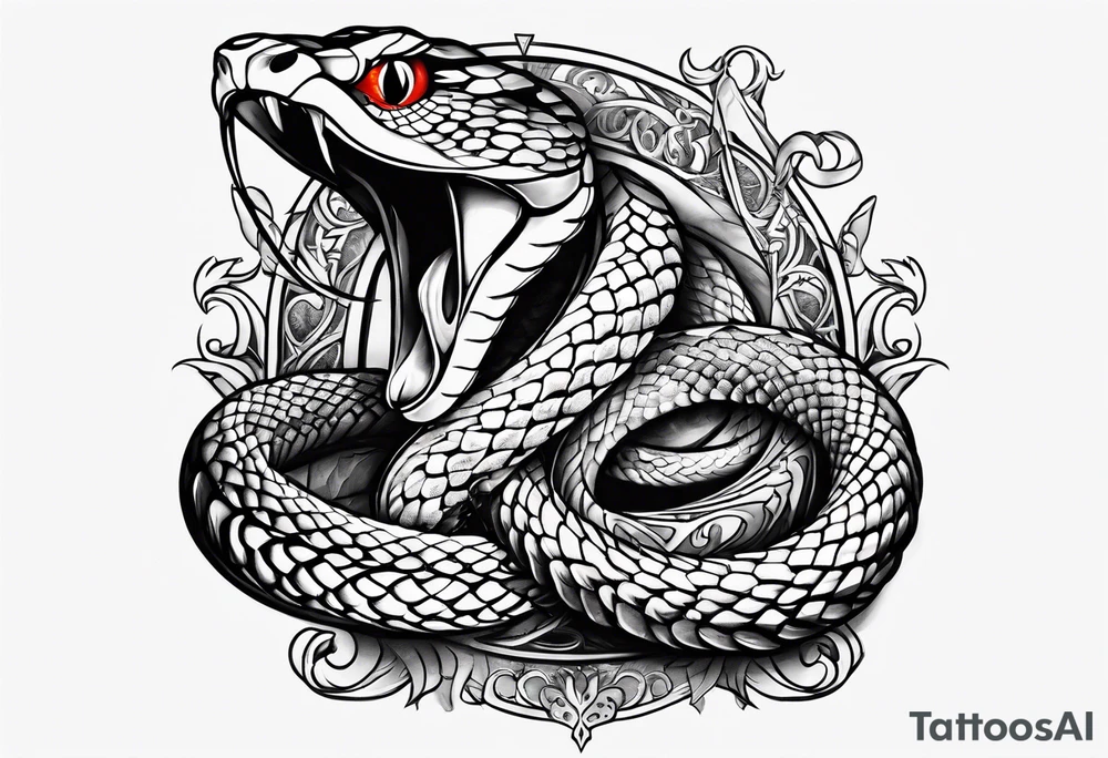 snake wrapped around a dagger tattoo idea