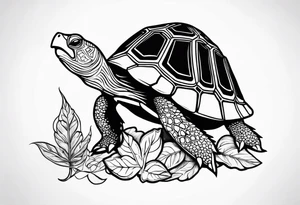 Turtle eating magic mushroom on a marijuana leaf tattoo idea