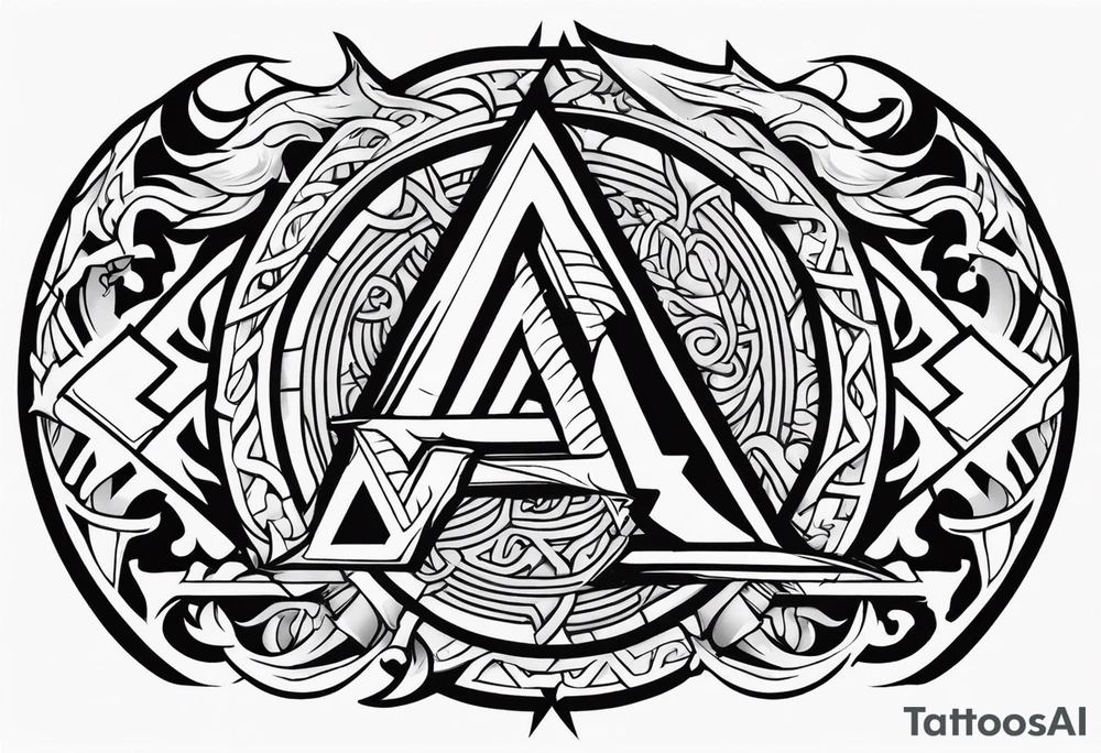 Valhalla sword shield dragon axe Valknut fire tattoo idea Valhalla sword shield dragon axe Valknut fire tattoo idea
