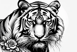 tiger with a rose tattoo idea