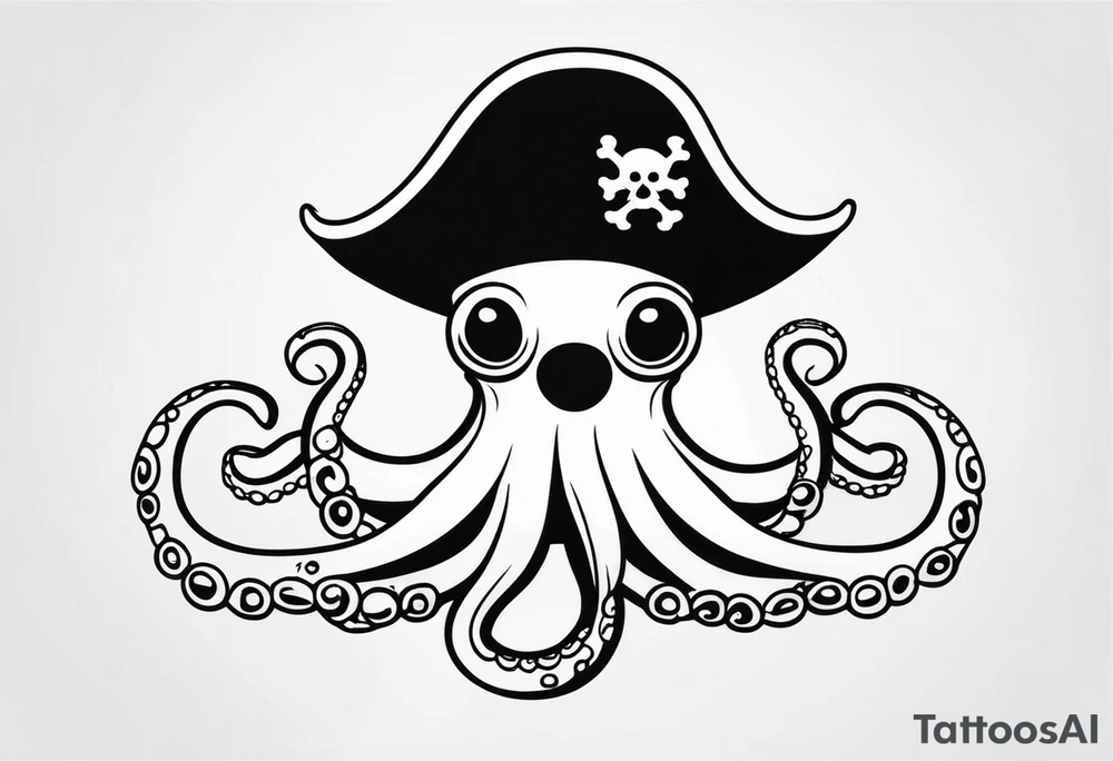 octopus wearing a pirate hat tattoo idea