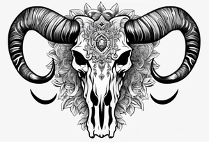 Long horn skeleton with IR on the forehead tattoo idea