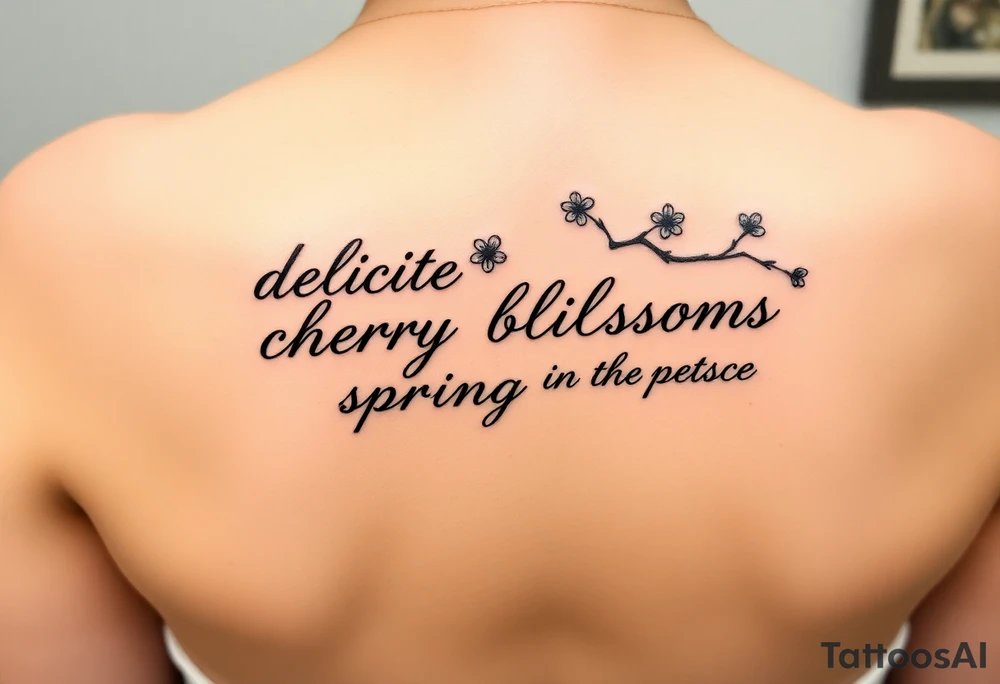 delicate cherry blossoms swirling in spring breeze with petals tattoo idea
