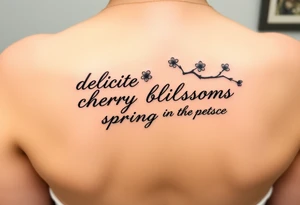 delicate cherry blossoms swirling in spring breeze with petals tattoo idea