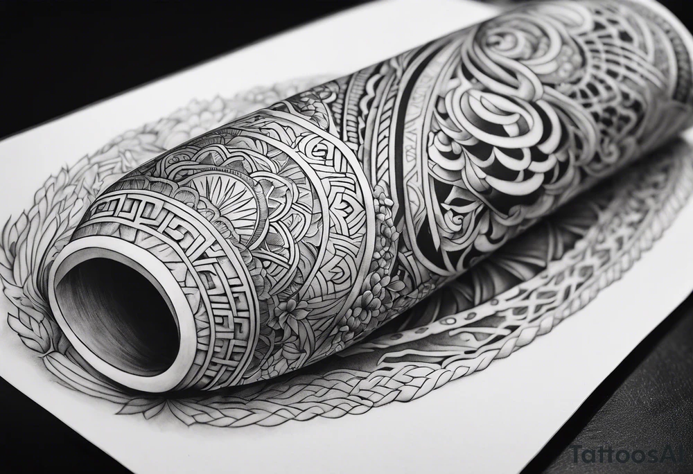 Japanese forearm sleeve stencil tattoo idea