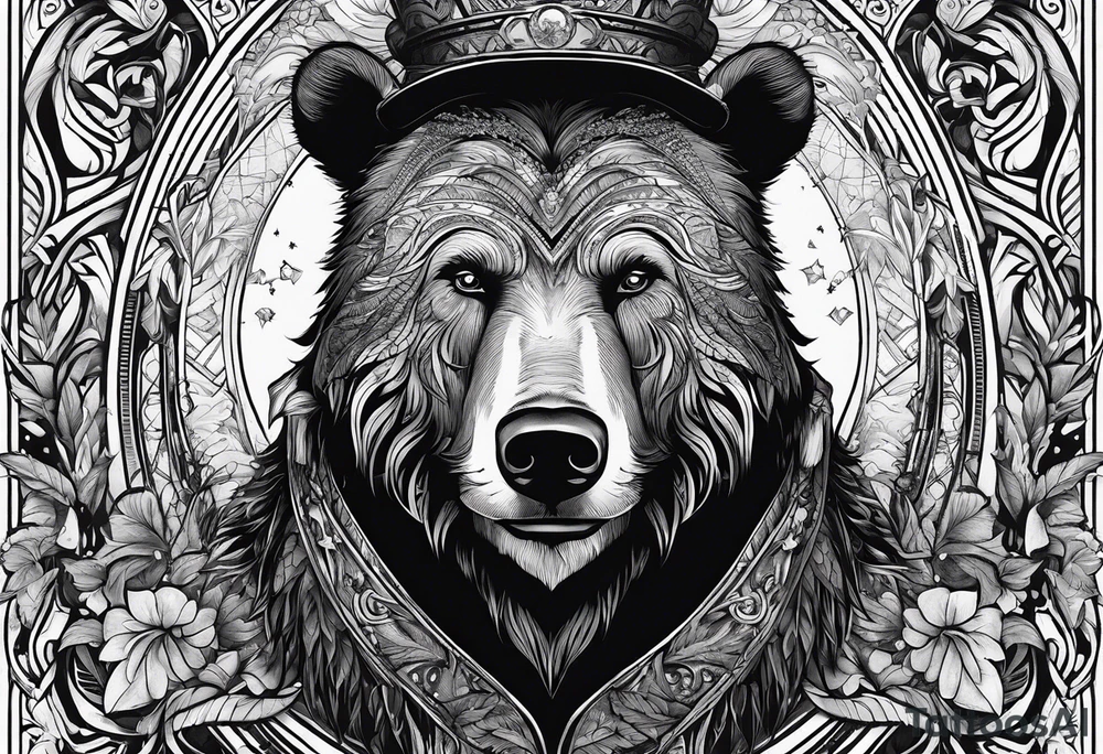 a man with a bear's head instead of a hood and a beard tattoo idea a man with a bear's head instead of a hood and a beard tattoo idea