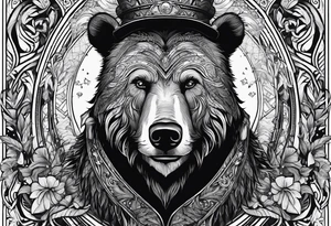 a man with a bear's head instead of a hood and a beard tattoo idea