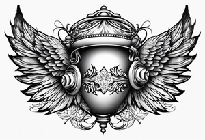 acorn with angel wings and halo tattoo idea