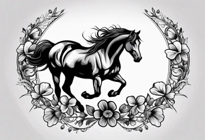 horse shoe with 5 leaf clover inside tattoo idea