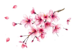 delicate cherry blossoms swirling in spring breeze with petals tattoo idea
