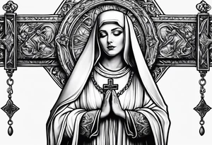 Nun holding upside down crucifix tattoo idea