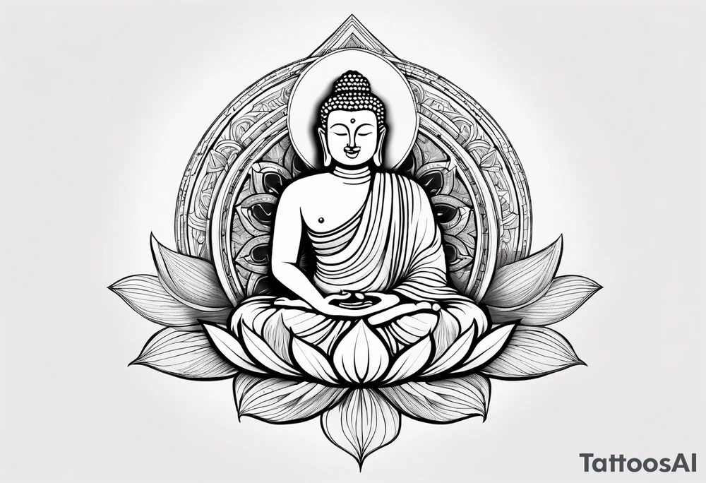 Buddha on lotus under compass tattoo idea