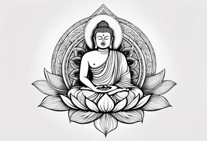 Buddha on lotus under compass tattoo idea