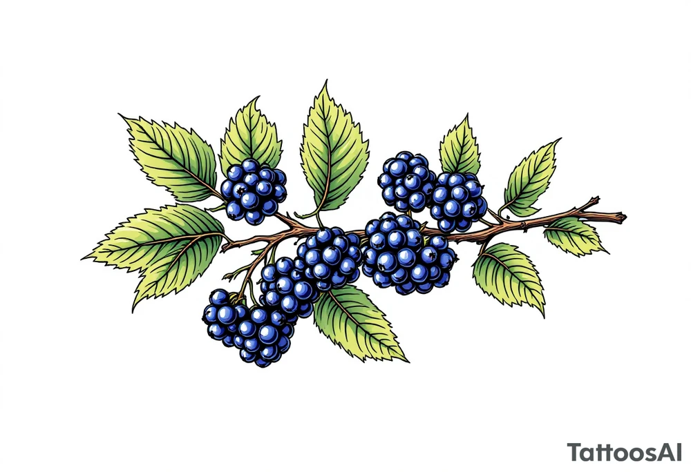 American traditional style Blackberry branch tattoo idea