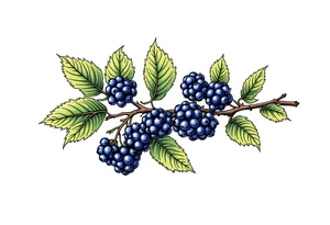 American traditional style Blackberry branch tattoo idea