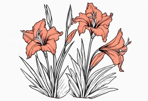 a coral-colored gladiolus tattoo idea