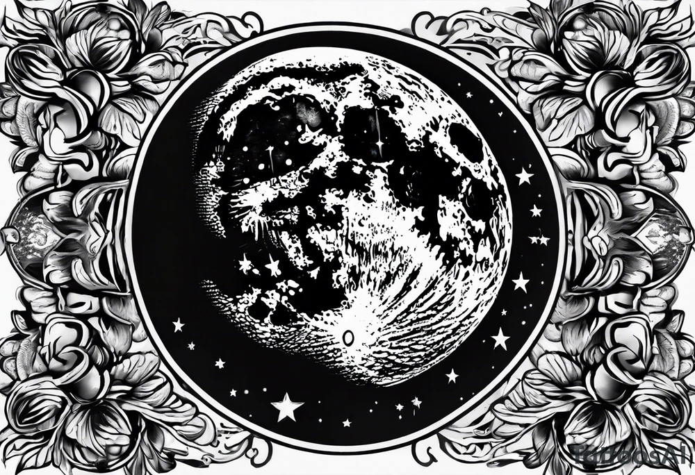 Moon background tattoo idea