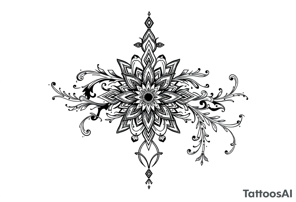 mytical shaman and mytolog style ornametn with ancient rhyme tattoo idea