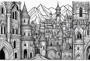 medieval tribal city tattoo idea