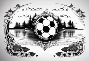 A football mirrored in a lake tattoo idea