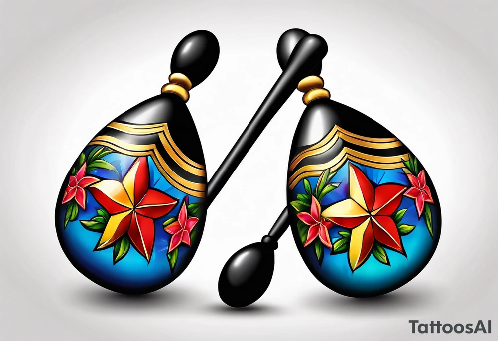 2 swinging maracas with cuban star tattoo idea