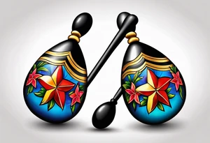 2 swinging maracas with cuban star tattoo idea