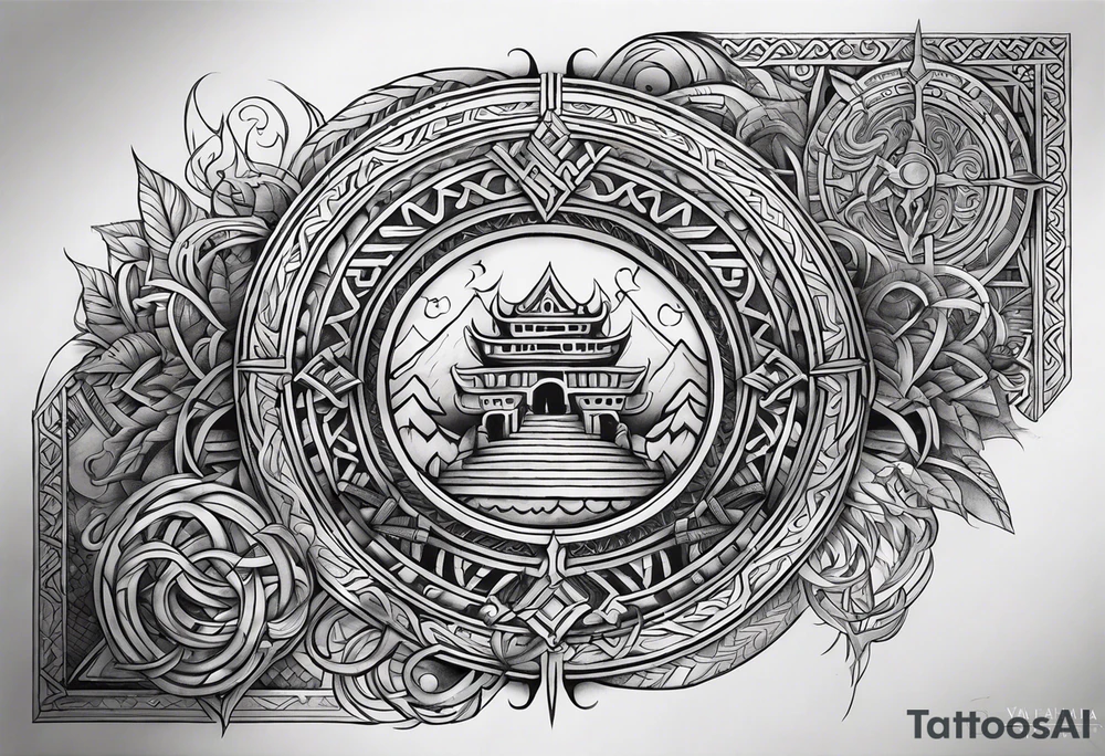 Valhalla steps Viking symbols tattoo idea
